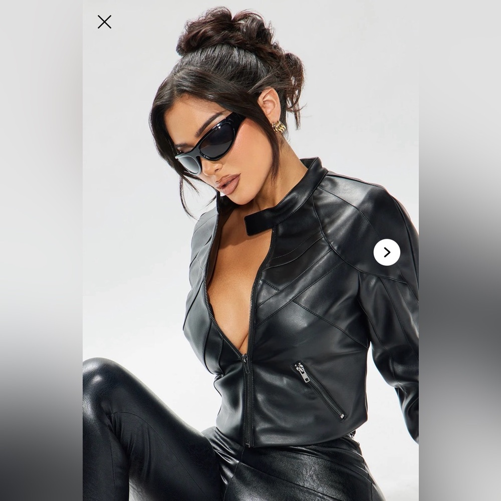 Giselle Faux Leather Jacket - Black